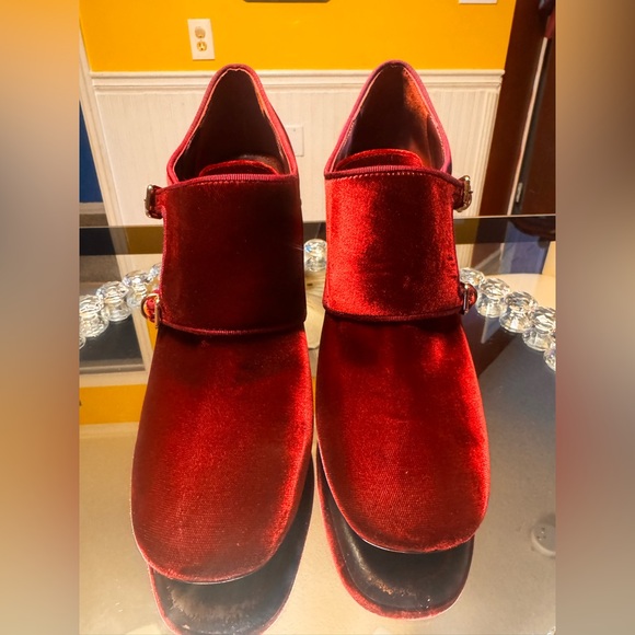 Tory Burch Carley Velvet Ankle Boots In Burgundy. Size 10.5 - Picture 13 of 16